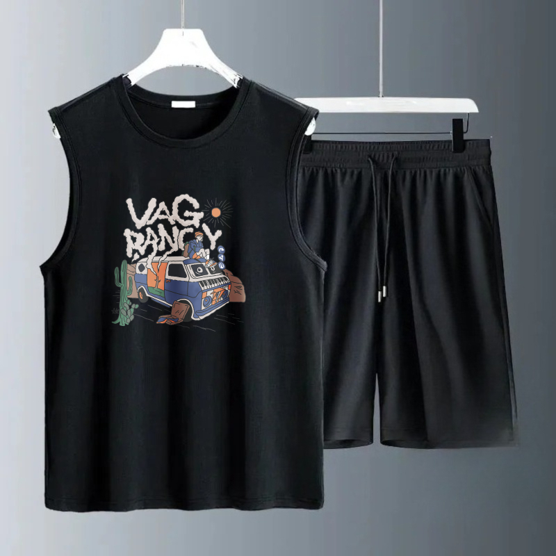 Summer Clothing Mens - ชุดเสื้อกล้ามผู้ชาย 2026 ชุดกีฬาสำหรับฤดูร้อน แห้งเร็ว เหมาะสำหรับชายหาด วิ่งเล่นริมทะเล