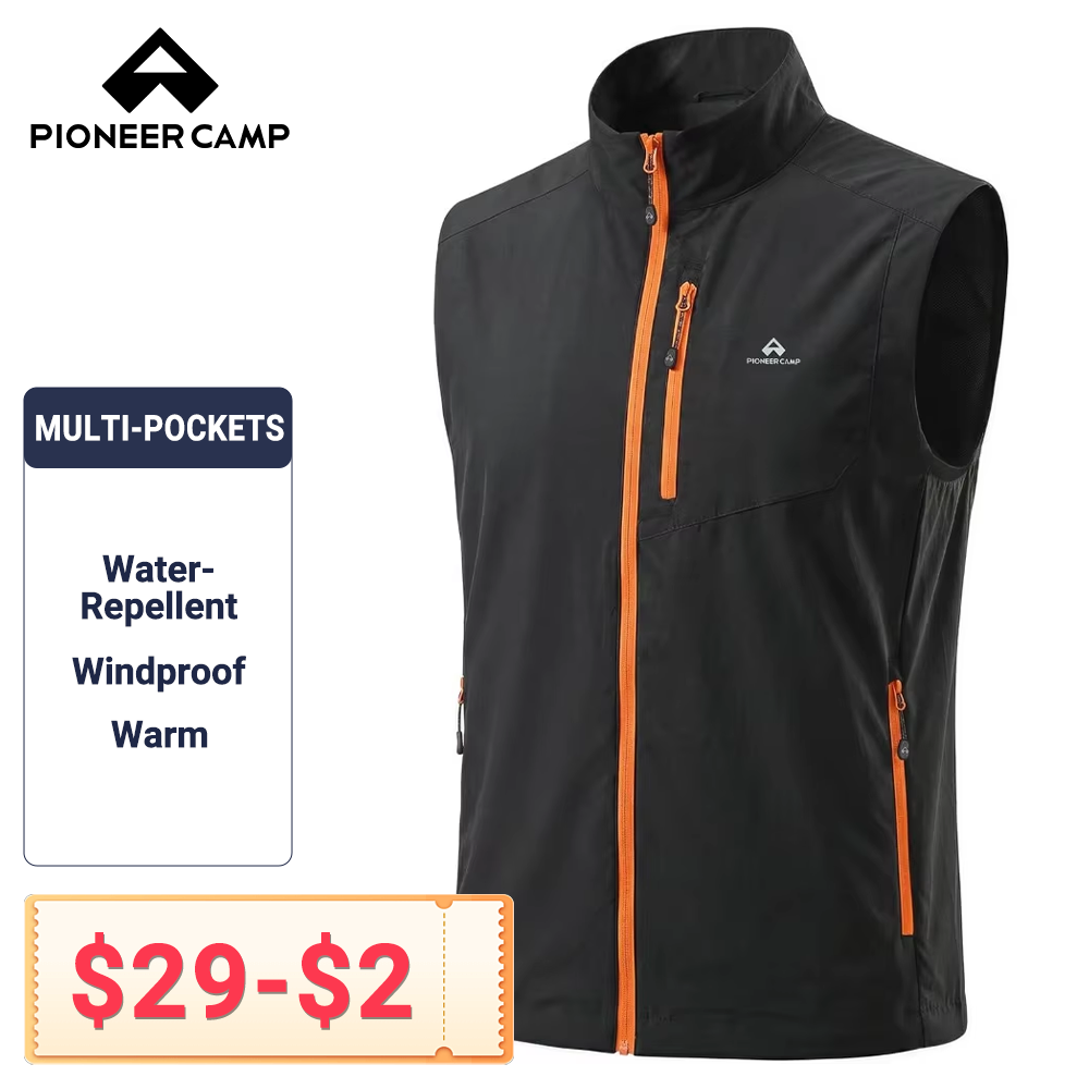 Summer Hiking Clothing - เสื้อกั๊กซอฟต์เชลล์น้ำหนักเบาสำหรับผู้หญิง ยี่ห้อ Pioneer Camp ป้องกันลม มีกระเป๋าซิป