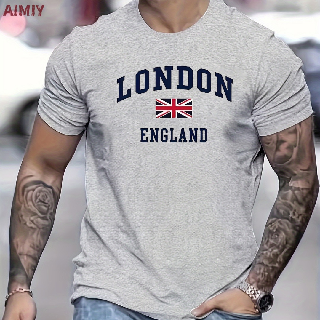 Summer Clothing London - เสื้อผ้าผู้ชายลอนดอนอังกฤษรูปแบบพิมพ์เสื้อ T ชายเสื้อยืดขนาดใหญ่รอบคอสั้นแขนสั้น-เสื้อสําหรับชายเสื้อ