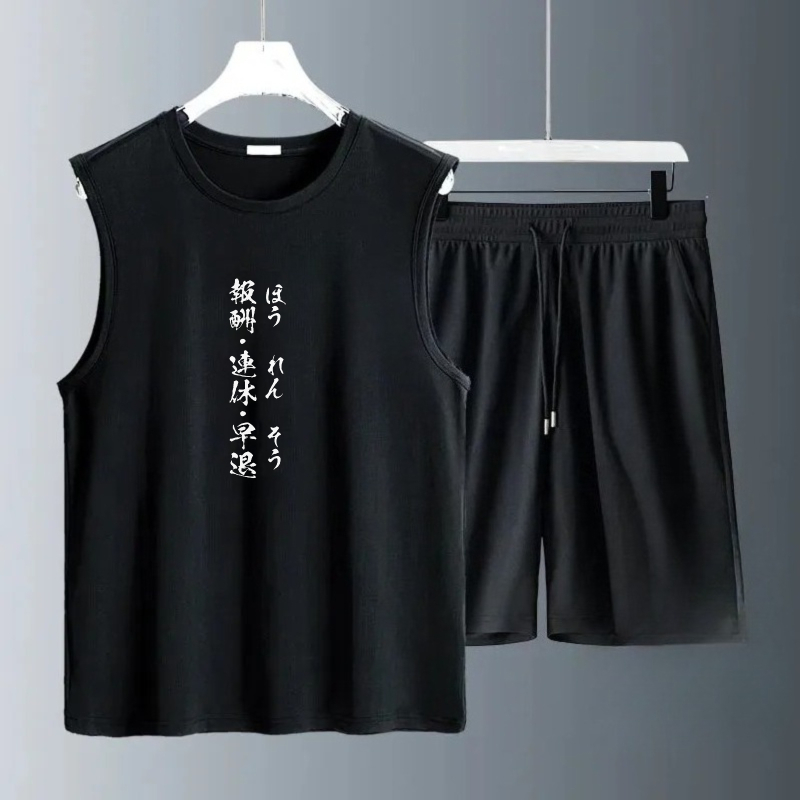 Summer Clothing Mens - ชุดเสื้อกล้ามผู้ชาย 2026 ชุดฤดูร้อนแห้งเร็วสำหรับผู้ชาย เสื้อคอกลม ชุดชายหาด เสื้อผ้าสำหรับกีฬาชายทะเล