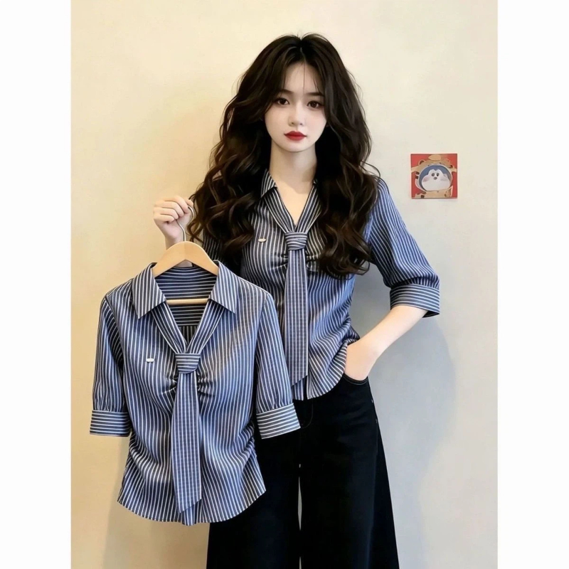 Summer Clothing Trends For Women - เสื้อเชิ้ตคอโปโล แขนสั้น ลายทาง ทรงเข้ารูป สวยหรู ใส่ได้ทุกโอกาส