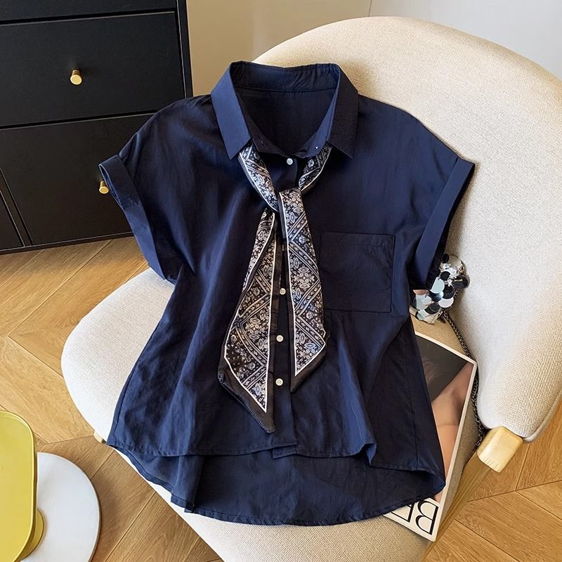 Summer Clothing Trends For Women - เสื้อเชิ้ตแขนสั้นคอปกสไตล์ออฟฟิศเลดี้ กระดุมติด ใส่ได้ทุกโอกาส เสื้อผ้าผู้หญิง ทรงหลวม สง่างาม