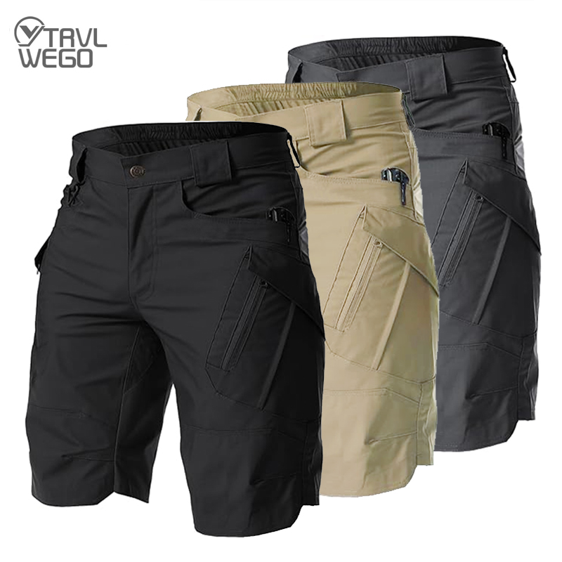 Summer Hiking Clothing - TRVLWEGO กางเกงขาสั้นคาร์โก้สำหรับผู้ชาย กางเกงทำงานเดินป่าแบบแห้งเร็วพร้อมกระเป๋าหลายช่อง กางเกงขาสั้นตกปลาสำหรับเดินทางพักผ่อน