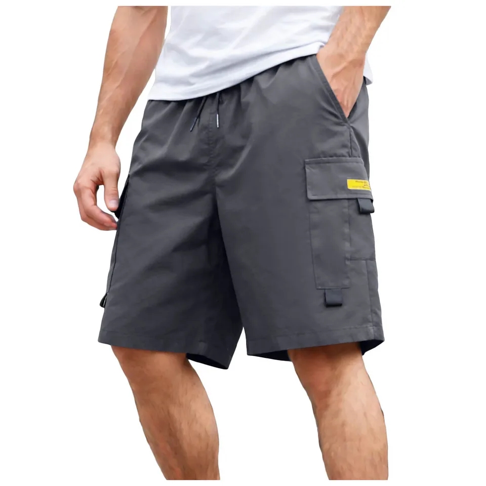 Summer Hiking Clothing - กางเกงขาสั้นคาร์โก้ฤดูร้อนสำหรับผู้ชาย ทรงหลวม ทันสมัย มีเชือกผูกเอว กระเป๋าหลายช่อง เหมาะสำหรับทำงาน