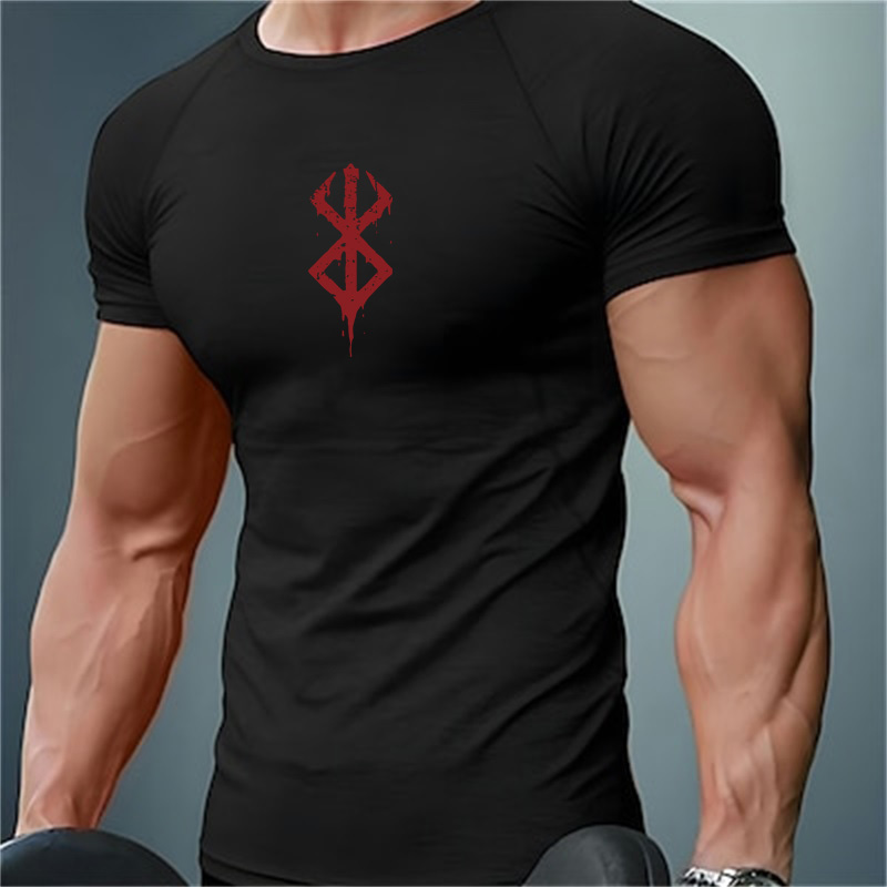Summer Gym Clothing - เสื้อยืดคอมเพรสชั่นพิมพ์ลายสำหรับผู้ชาย แขนสั้น สำหรับฤดูร้อน เสื้อรัดกล้ามเนื้อสำหรับออกกำลังกาย เสื้อยืดออกกำลังกาย แห้งเร็ว