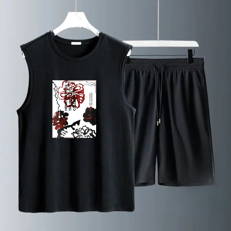 Summer Clothing Mens - ชุดเสื้อกล้ามผู้ชาย 2026 ชุดเสื้อผ้าแห้งเร็วสำหรับฤดูร้อน ชุด 2 ชิ้น