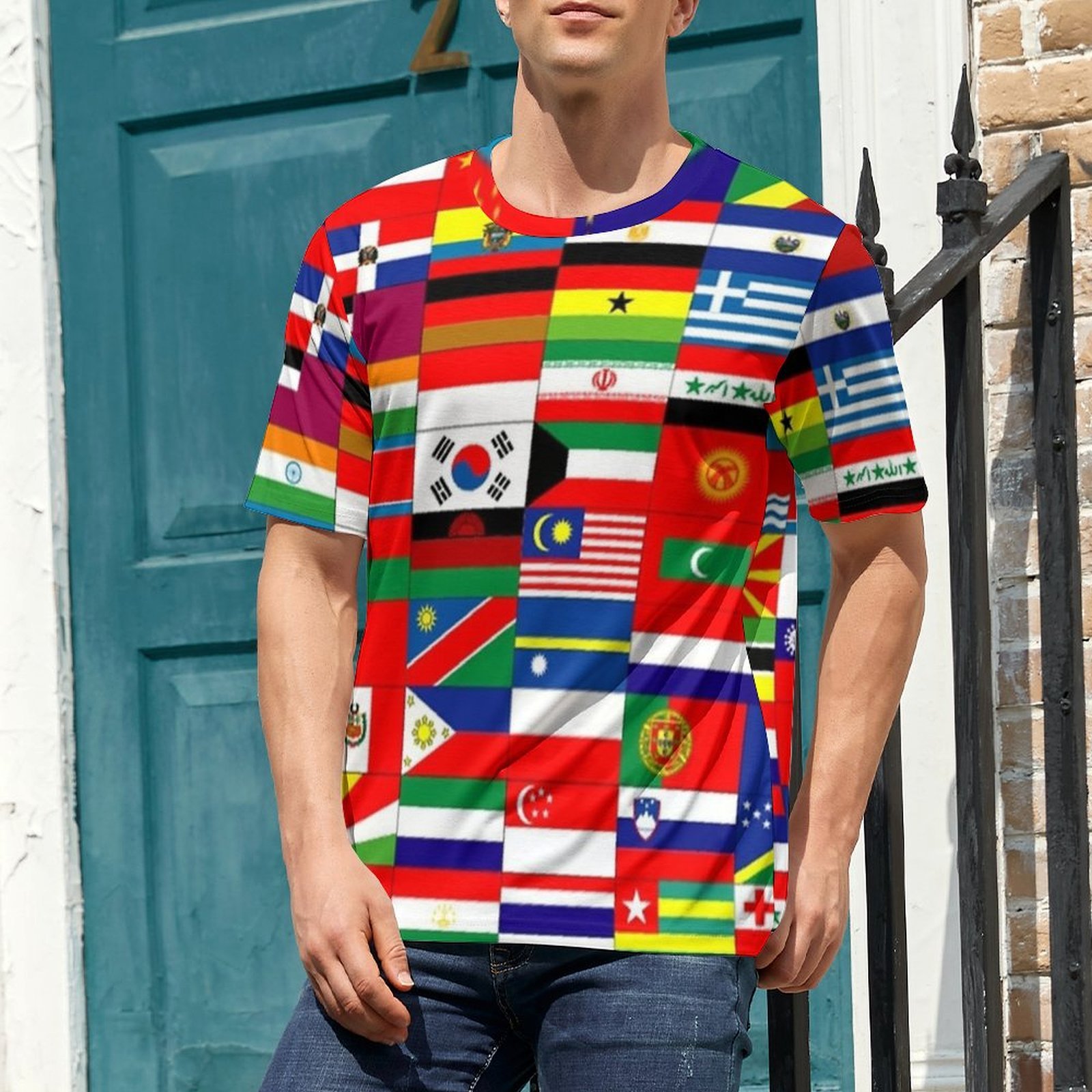 เสื้อยืดพิมพ์ลายคอลลาจธงตารางส - Summer Clothing Ideas Men บทวิจารณ์และราคา