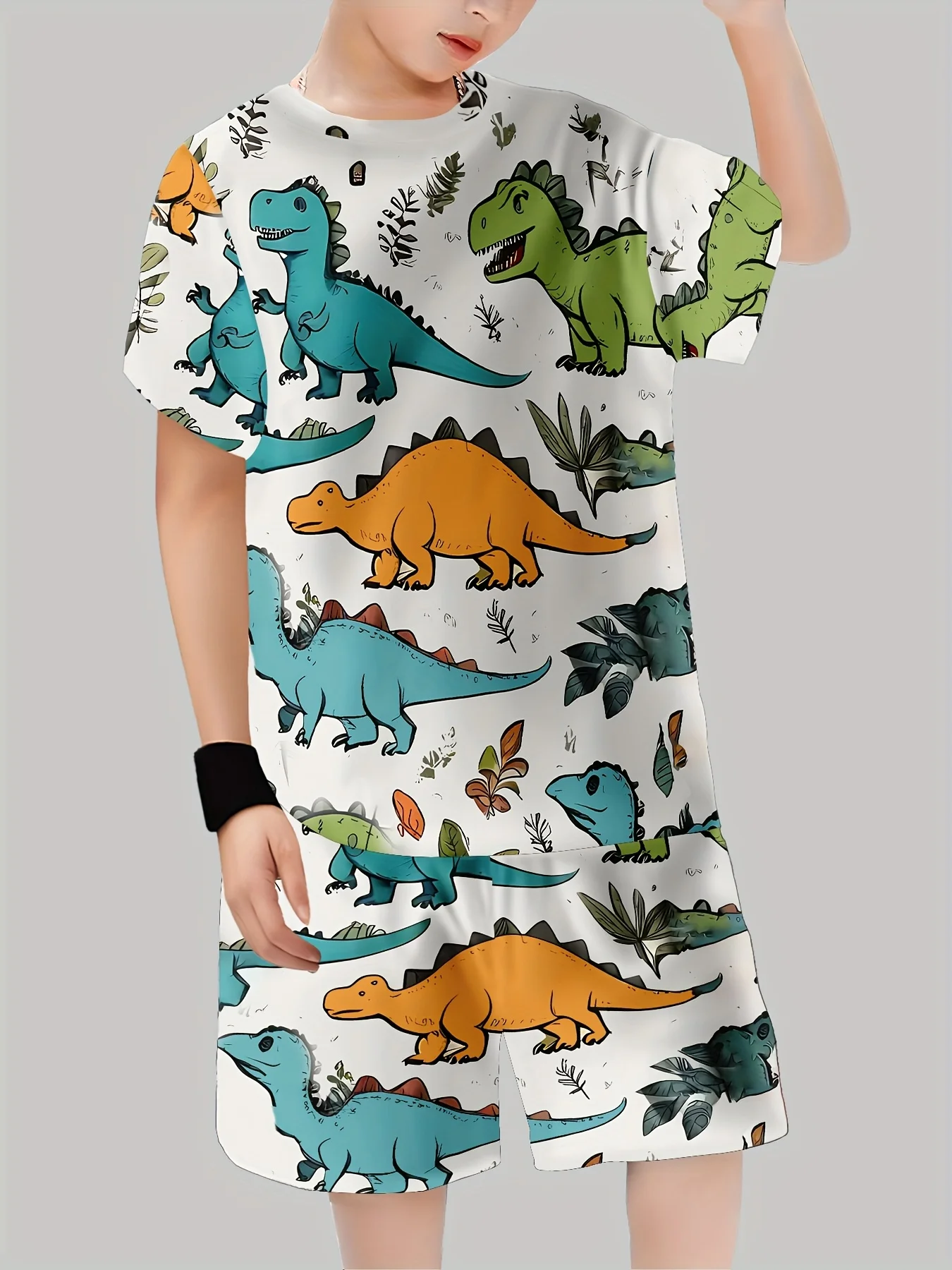 ชุดเสื้อผ้าพิมพ์ลายไดโนเสาร์ให - Summer Clothing For Girls บทวิจารณ์และราคา