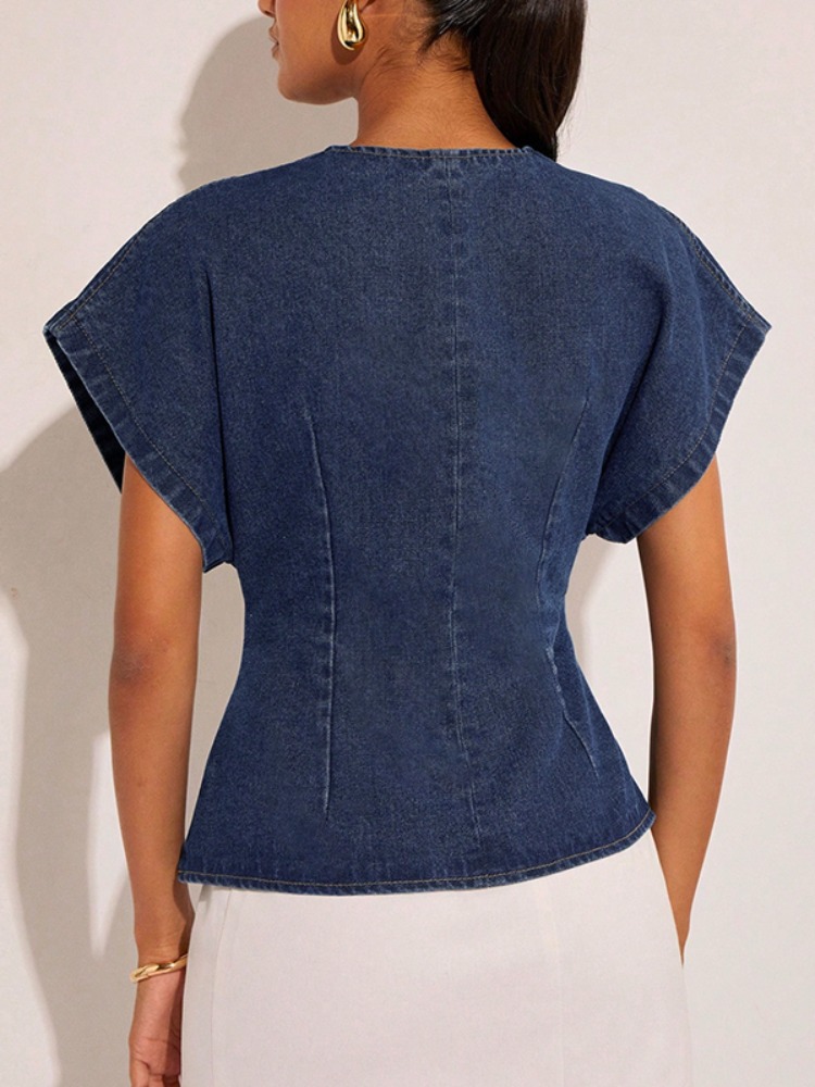 เสื้อเดนิมสีน้ำเงินเข้มสำหรับผ - Summer Clothing Wraps บทวิจารณ์และราคา