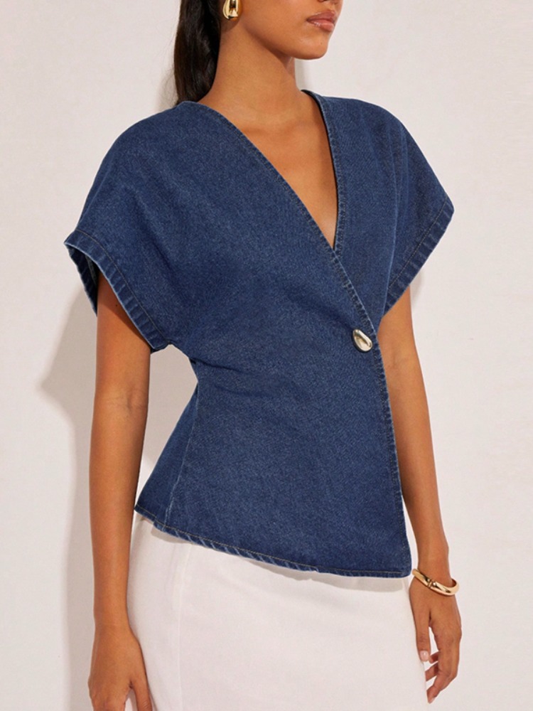 เสื้อเดนิมสีน้ำเงินเข้มสำหรับผ - Summer Clothing Wraps บทวิจารณ์และราคา