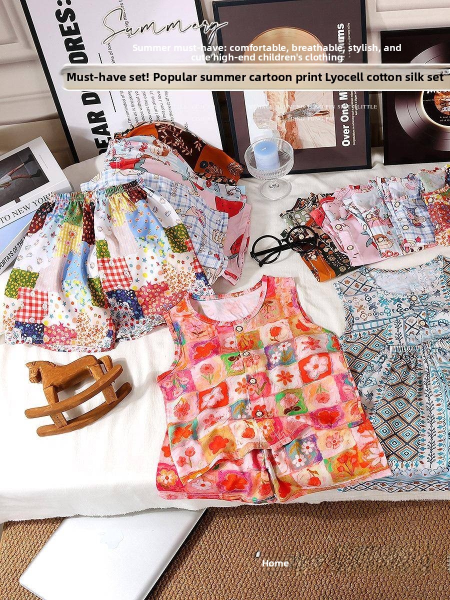 ชุดเสื้อกั๊กผ้าฝ้ายผสมไหมสำหรั - Summer Clothing For Girls บทวิจารณ์และราคา