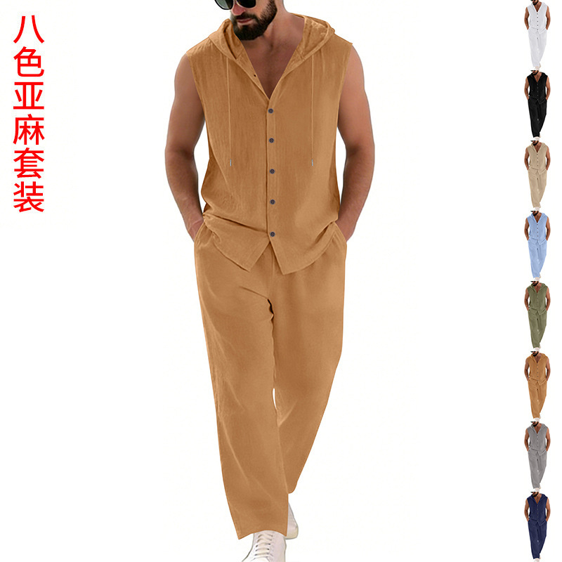 ชุดลำลองผ้าลินินสำหรับผู้ชาย เ - Summer Clothing Mens บทวิจารณ์และราคา