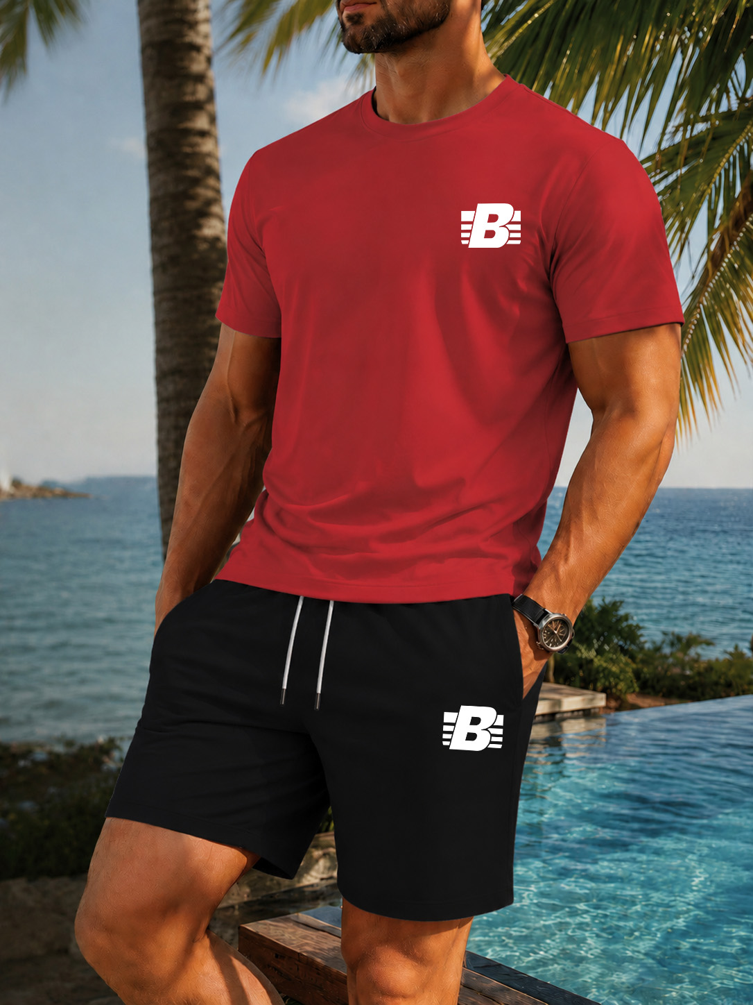 ชุดกีฬาลำลองผู้ชาย 2 ชิ้น เสื้ - Summer Gym Clothing บทวิจารณ์และราคา